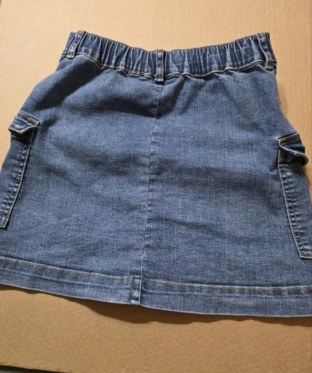 Kids Copper Key Denim Button-Front Mini Skirt in Blue